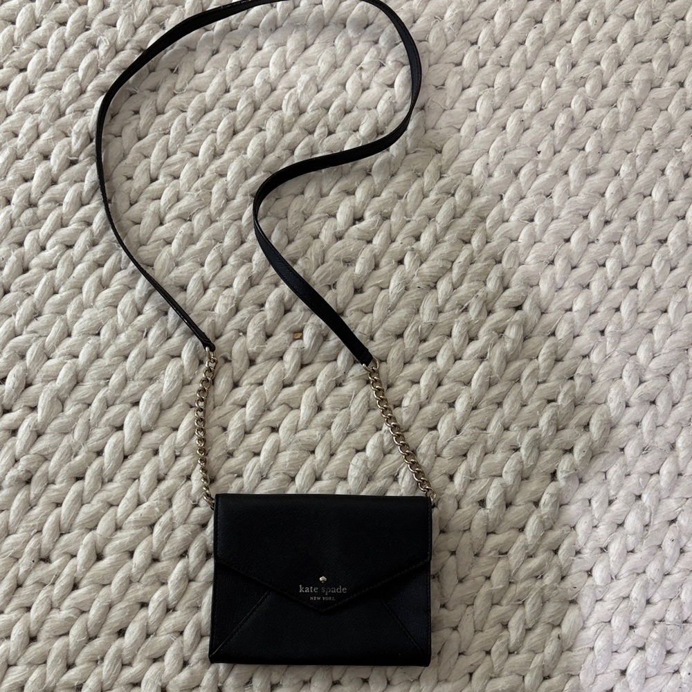 Kate Spade Black Crossbody Bag with Gold Chain